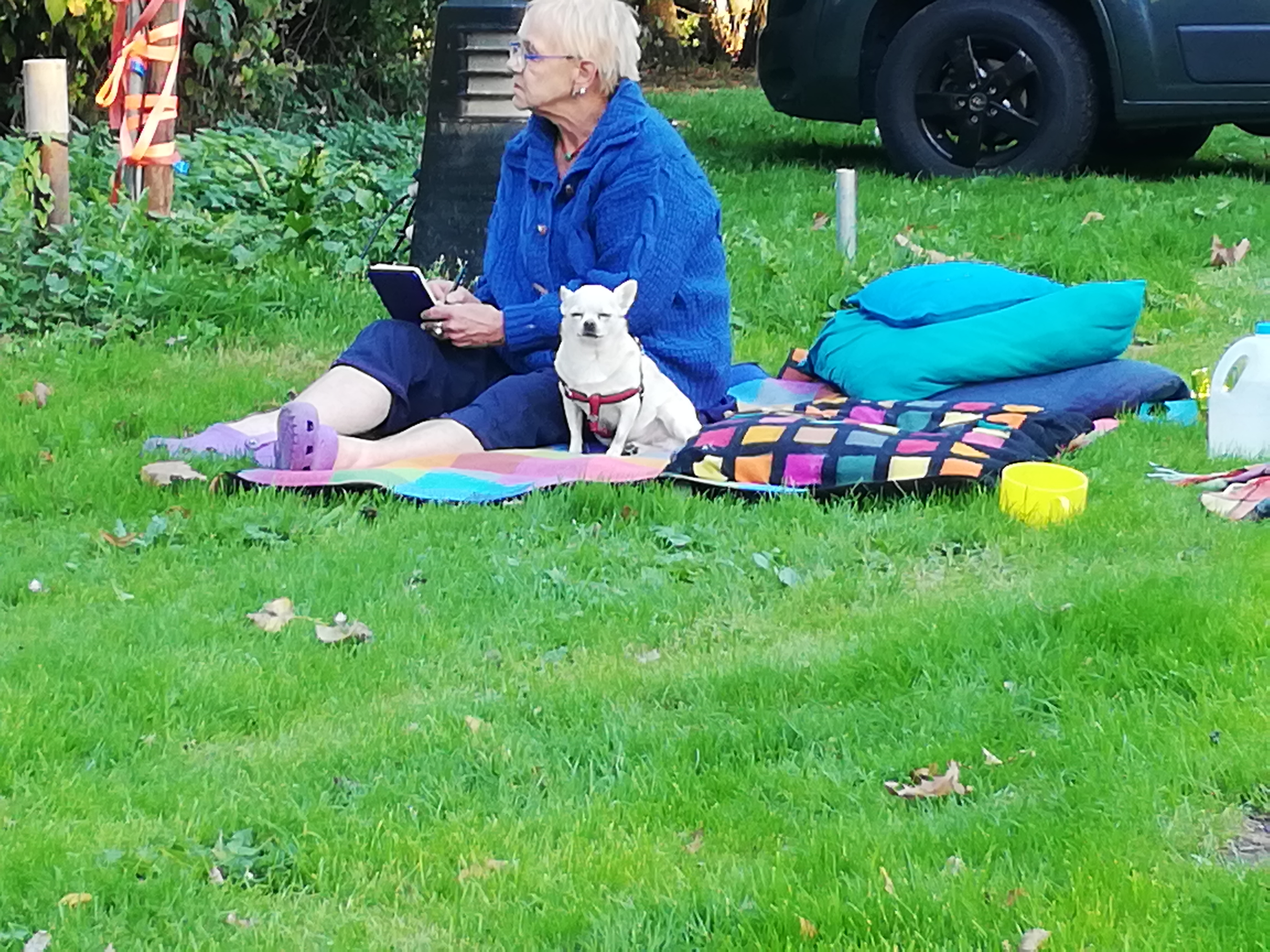 Hendrickje met Keesje. Camping Deventer 2018